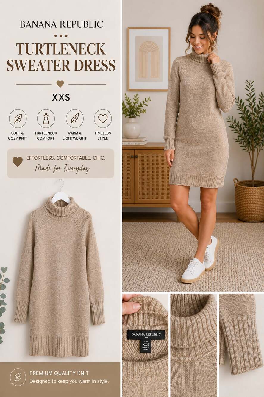 Banana Republic Turtleneck Sweater Dress XXS Petite